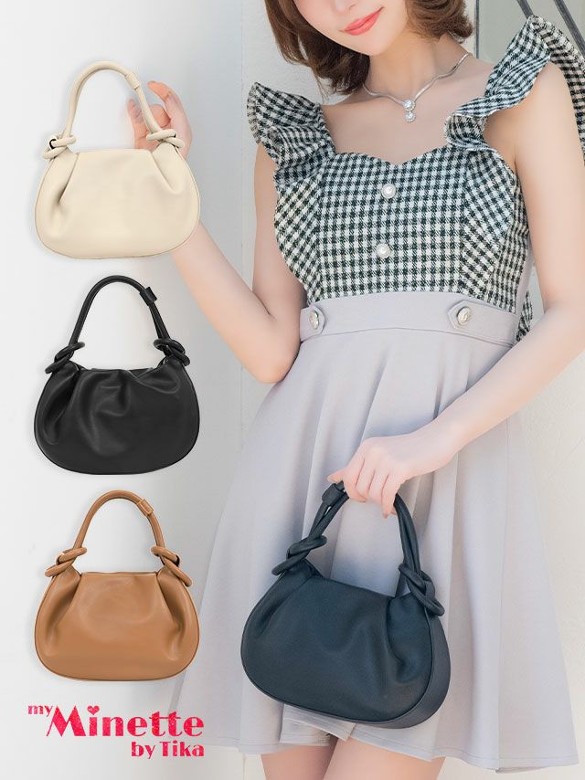 結び2wayハンドル合皮ミニバッグ
