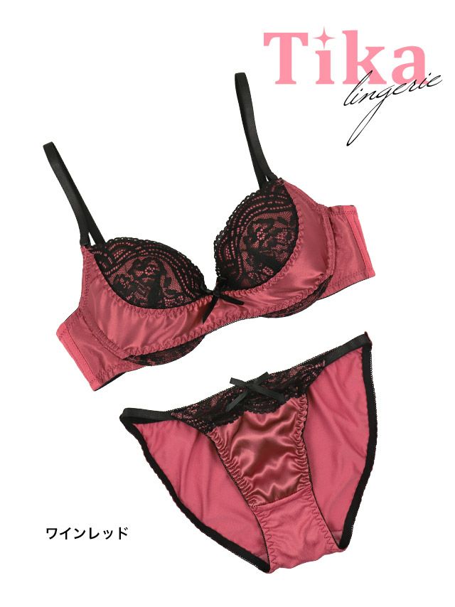 鮮やかなワインレッドが肌をより一層美しく見せる！フロントリボンがキュートな小悪魔ランジェリー