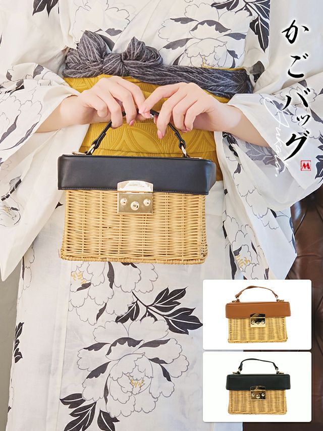 カジュアルなカゴバッグにレザーの組み合わせでシックな綺麗めデザインに☆