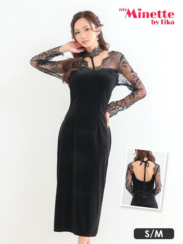 エレガントな透け感に背中魅せがセクシーなミモレ丈ドレス