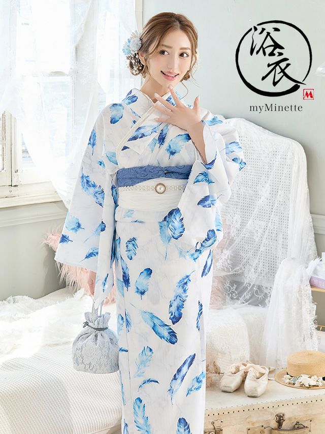 爽やかで涼しげな夏にぴったりのブルーカラーが可愛い浴衣セット