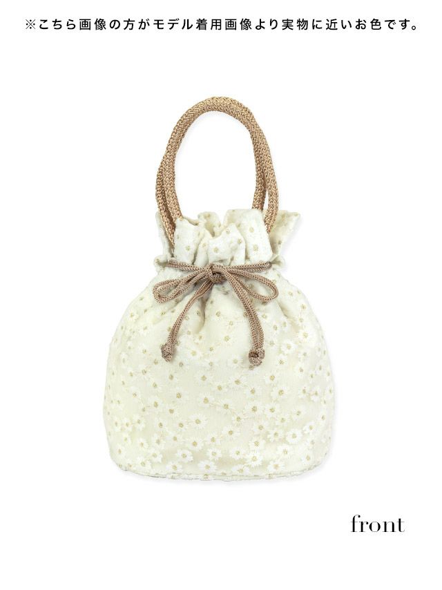 レースデザインでコーデ全体を甘く仕上げる！豊富なカラー展開の巾着バッグ