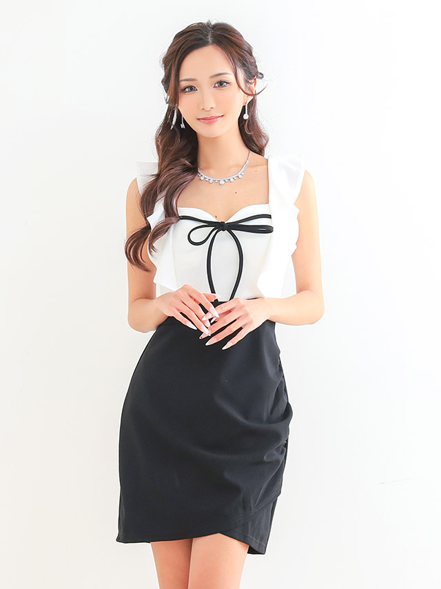 大人フェミニンリボンミニドレス