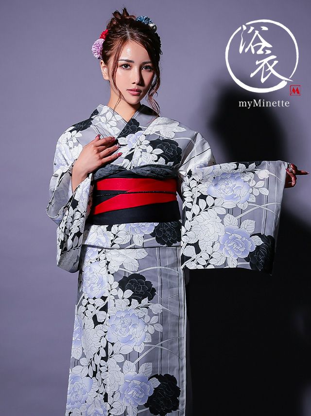 パキッと下赤帯でウエストマーク！スタイルも盛れる大人の粋浴衣