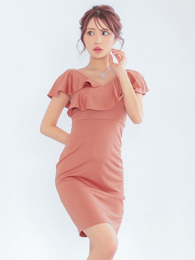 初ドレスにもぴったりな肩フリルミニドレス♡