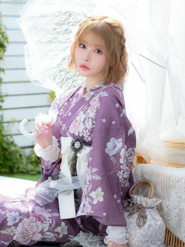 写真映えも狙える！大人っぽさも引き出してくれるピンクパープルの浴衣セット