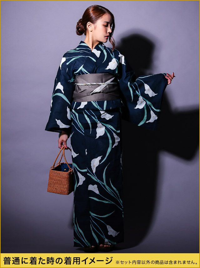 目を惹く菖蒲が大人っぽい凛とした印象の2way浴衣セット