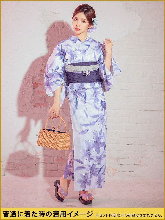 淡い水彩模様が儚い雰囲気を演出する2way浴衣セット