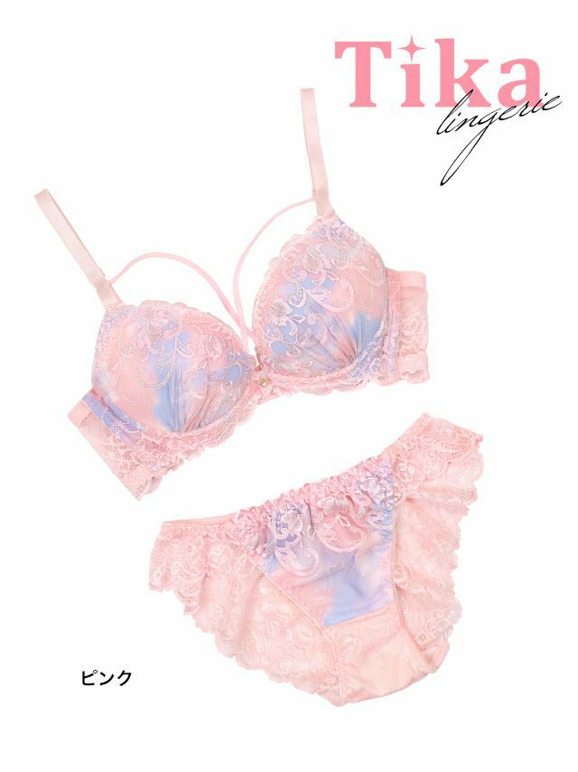 クロスコードがセクシーで華やかな甘めピンクランジェリー