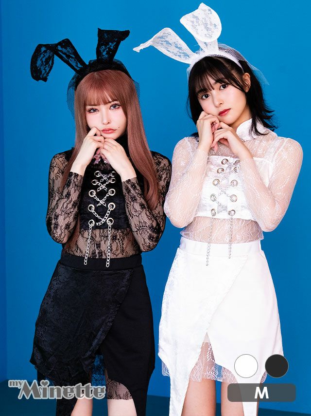 甘めホワイト？それともシックなブラック？好みで選べる甘辛MIXデザインのバニーコスプレ