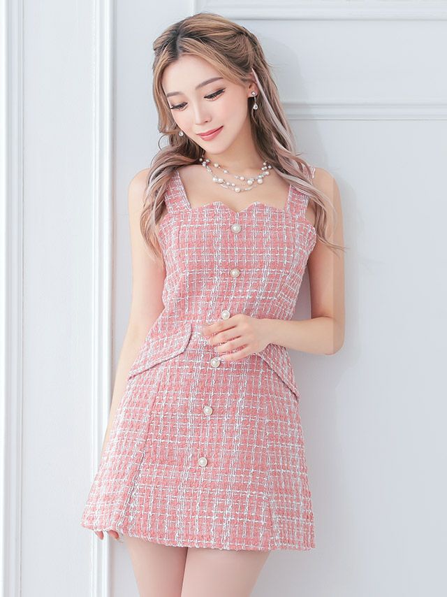 私服や女子会にもぴったり！高見えツイードワンピース