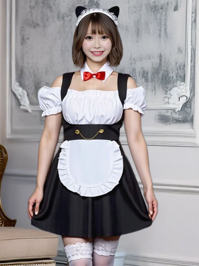 王道メイドに猫耳×オフショルであざと可愛く！