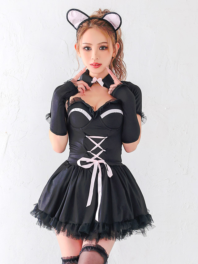 コスプレ クロスデザイン レース ラブリー セクシー フリル リボン アニマル 猫
