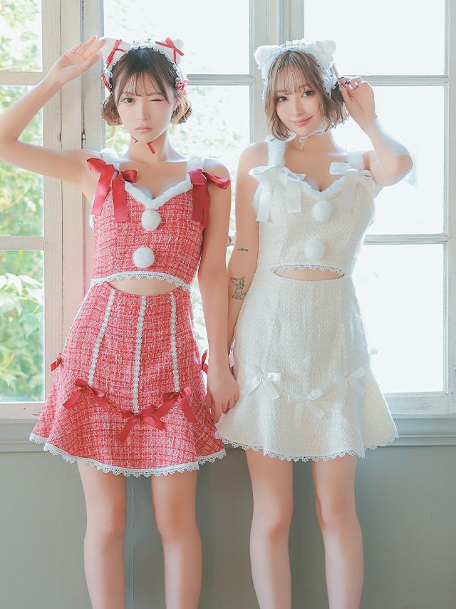 キティ風♡個性溢れる高見えツイードの猫サンタコスプレ