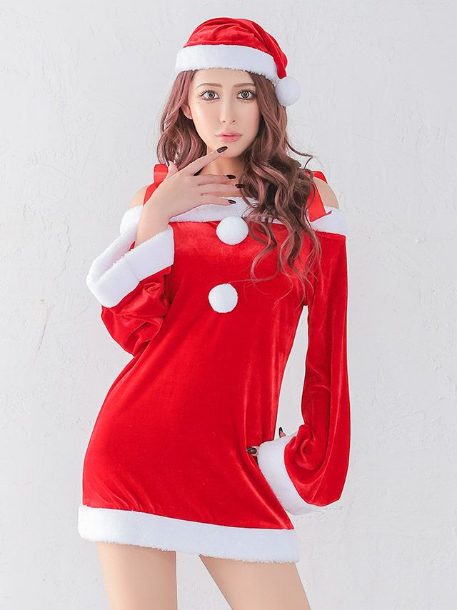 肩リボンが可愛いサンタコス