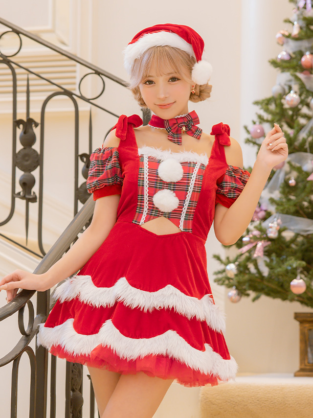 2段ファーで可愛さMAXなあざと可愛いサンタコスプレ