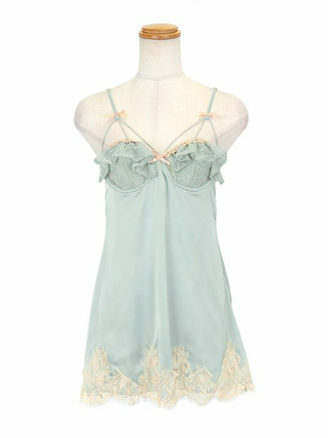 清楚で透明感のある爽やかミントブルーのベビードール