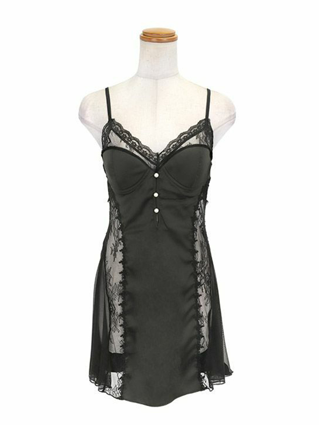 サイドのシアーレースがセクシーな王道ブラックベビードール