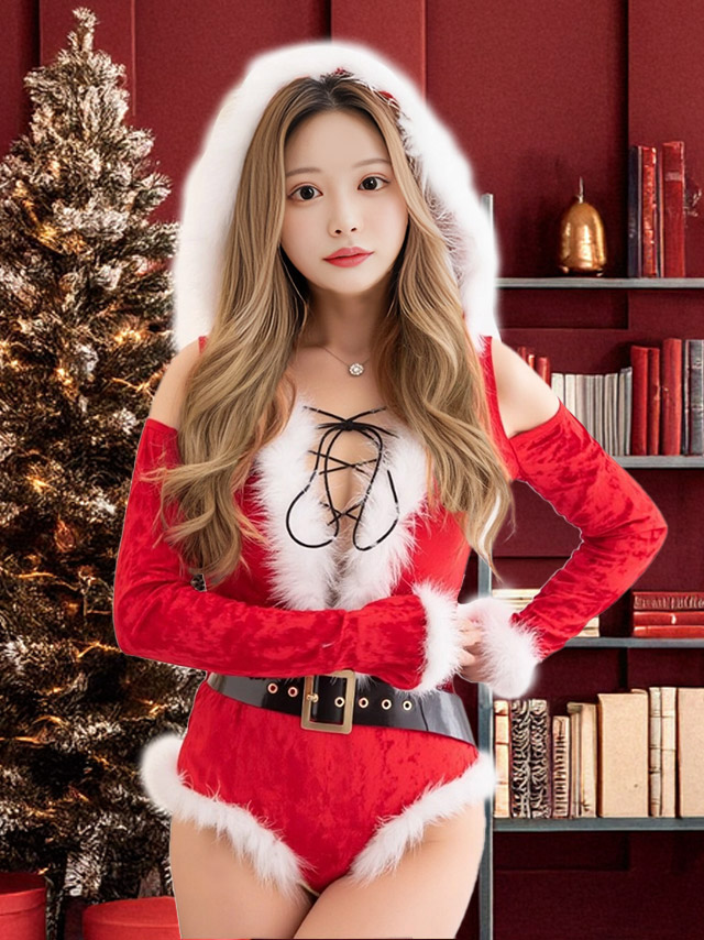 ハイレグ×編み上げサンタコス