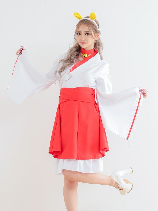 コスプレ 体型カバー和装フレアスカート巫女アニマル