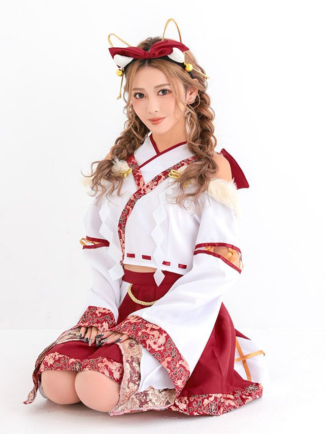 コスプレ ミニ丈 袴 和柄 アニマル ガーリー 和装 辰 巫女 