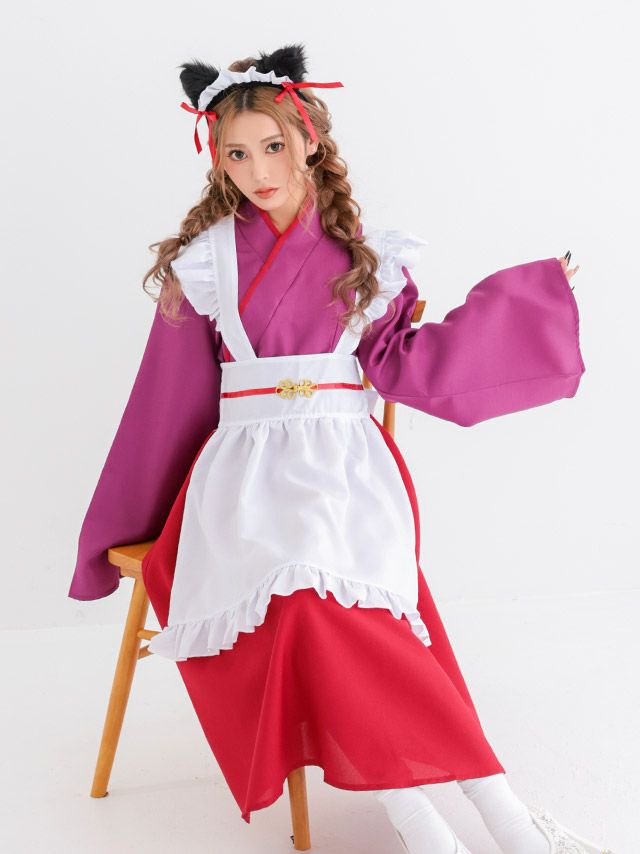 清楚可愛いメイド×黒猫×巫女の贅沢和装コスプレ