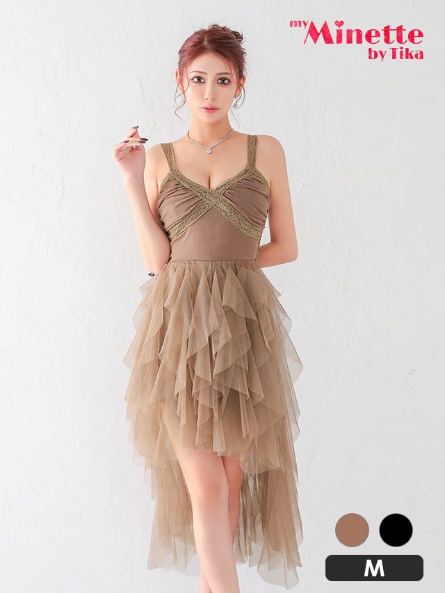 ふわふわ華やかなティアードスカートが周りと差のつく主役級ロングドレス