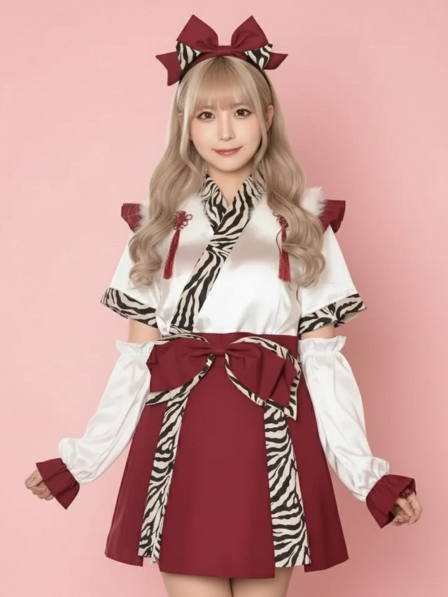 ガーリー 鬼 フレアスカート リボン