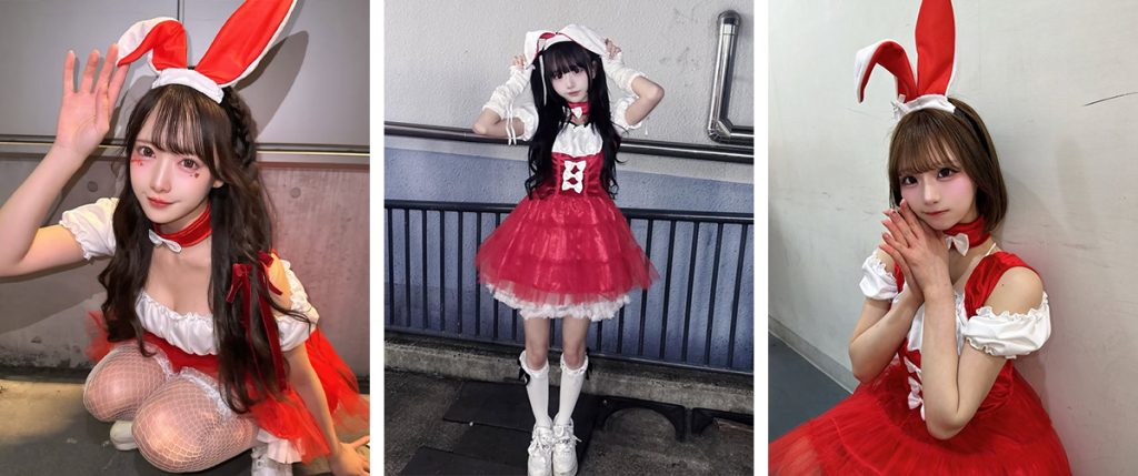 真っ赤なあざと可愛いバニーメイドコスプレ